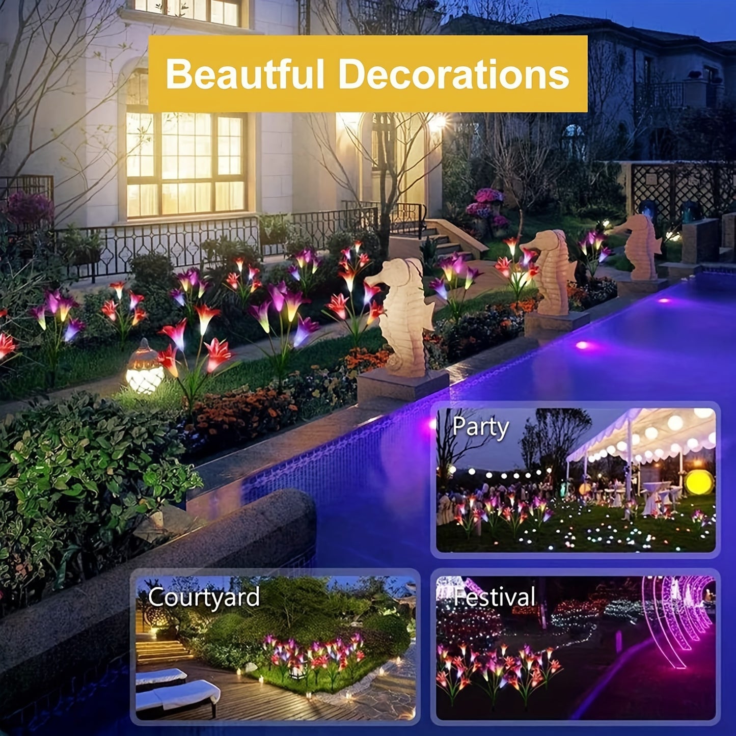 6-Pack Solar Lily Lights