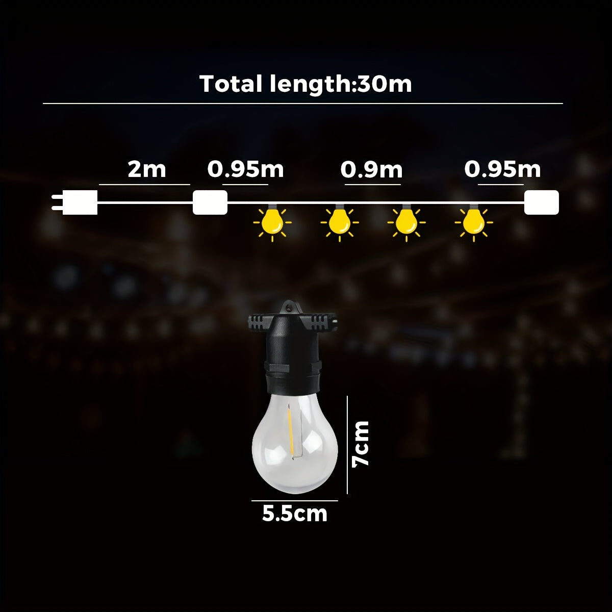 20M LED Festoon String Lights
