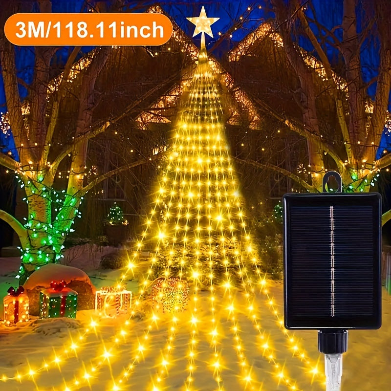 Solar-Powered LED Waterfall Tree