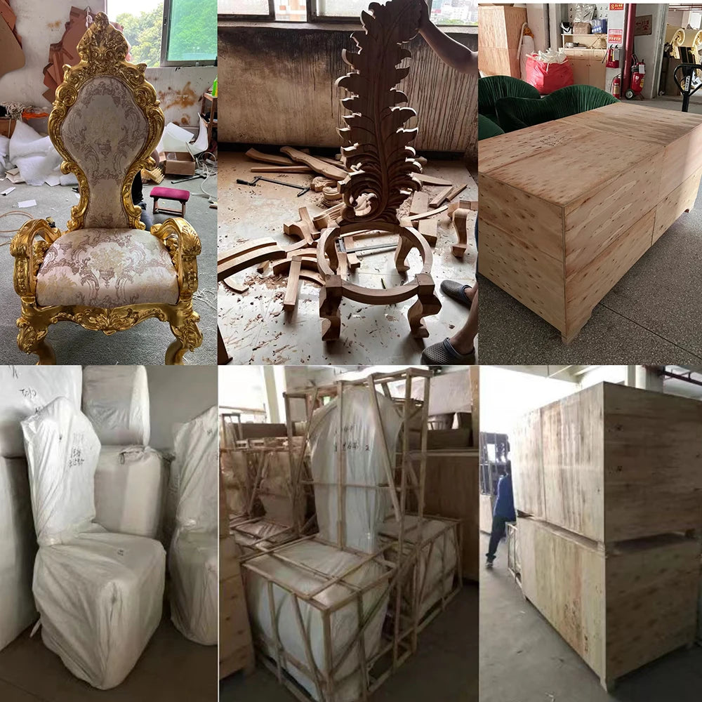 Royal Gold Classic Wooden Throne Chair