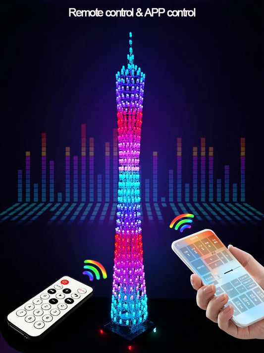 DIY electronic soldering kit 32 Layer RGB Light Cube Canton Tower