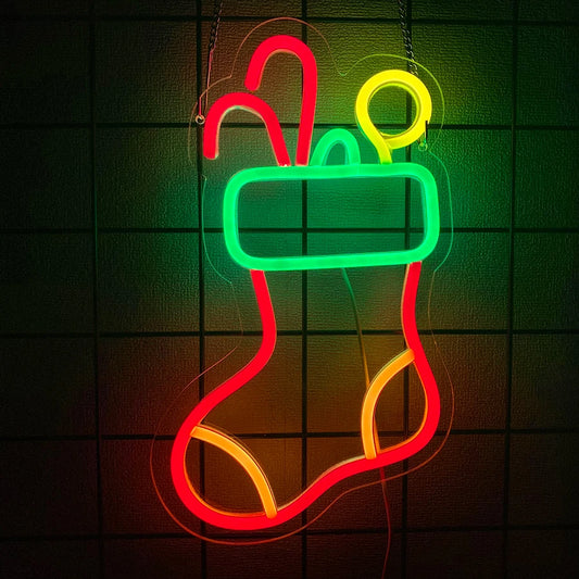 Christmas Socks Neon Light-INDOOR ONLY