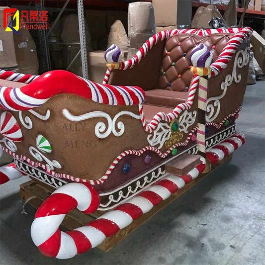 Outdoor large reindeer santa sleigh