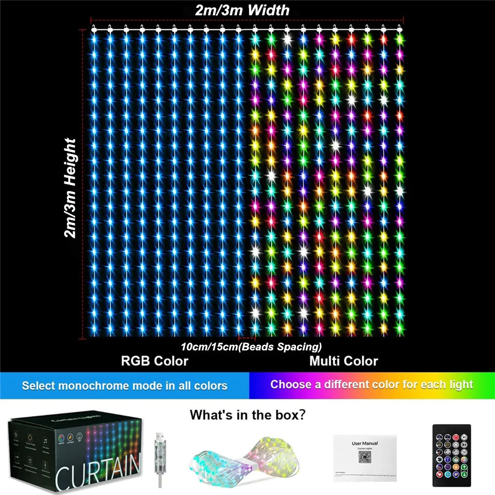 LED RGB Smart Curtain Lights