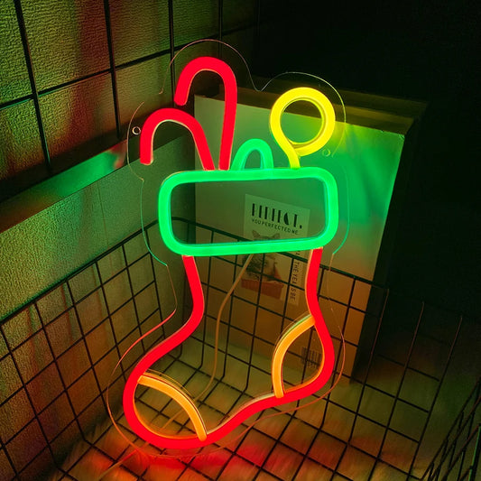 Christmas Socks Neon Light-INDOOR ONLY