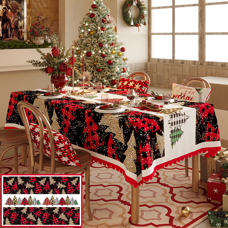 Christmas Tree Pattern Tablecloth - Festive Holiday Dining Table Cover 140*180cm