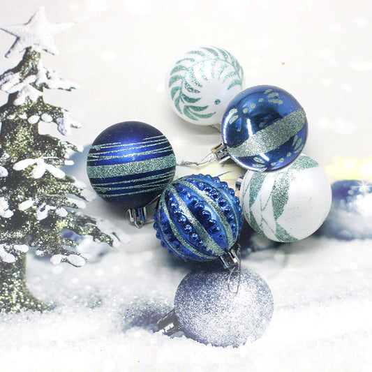 Blue 30-Piece 6cm Electroplated Christmas Baubles - Hand-Painted Tree Ornaments