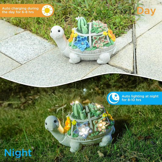 Big turtle Charming Solar-Powered Animal Garden Statue - Waterproof Resin Figurine with Glowing LED Accents