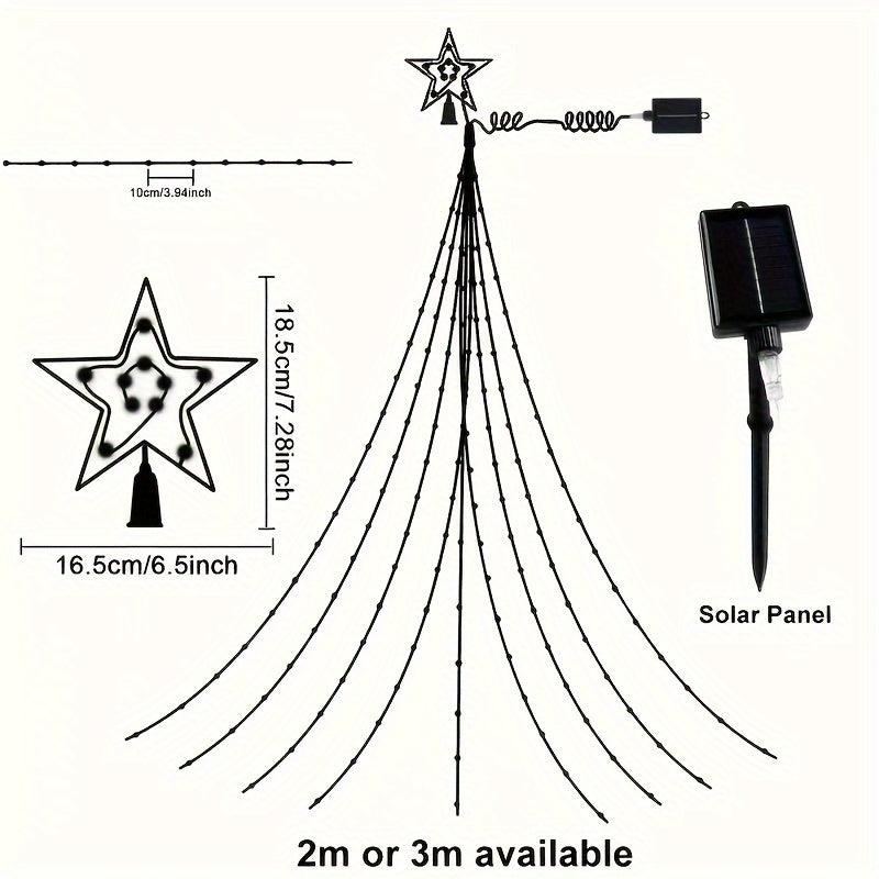 Solar-Powered LED Waterfall Tree