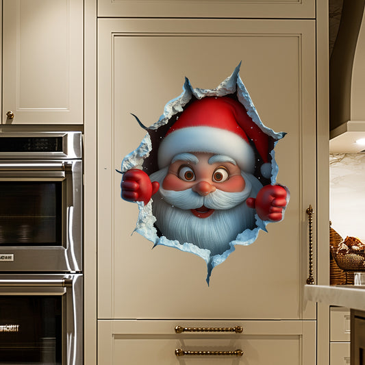 Creative Breaking Wall Cartoon Santa Wall Decoration