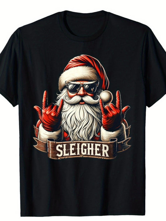 Sleigh Santa Christmas Rock Music T-Shirt