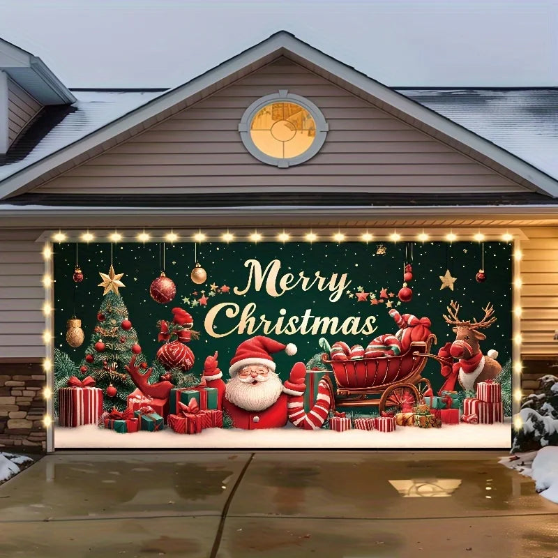 Christmas decoration garage door background