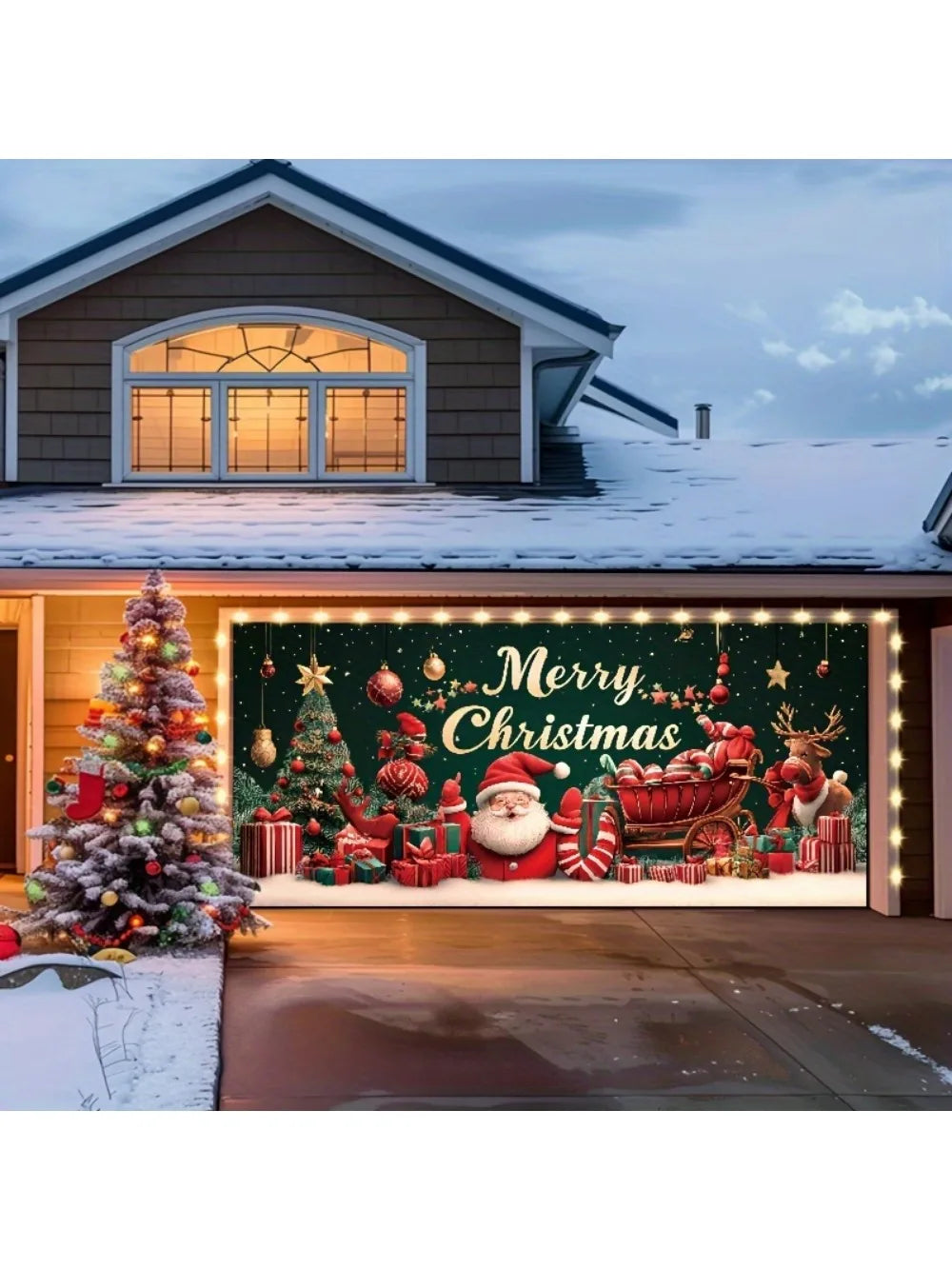 Christmas decoration garage door background