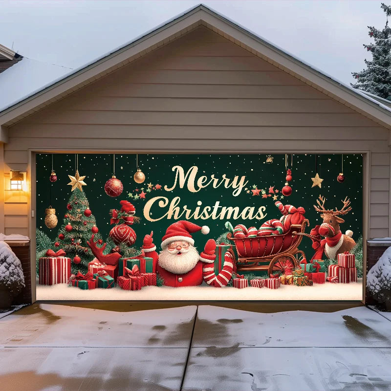 Christmas decoration garage door background