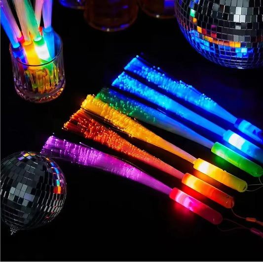 12/24/48Pcs Glow Fiber Wands Sticks LED