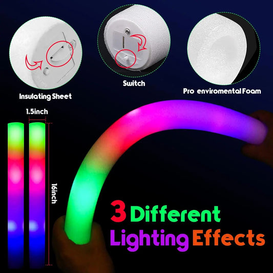 30Pcs Foam Glow Sticks
