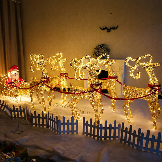 Christmas Family of Three Large Luminous Deer