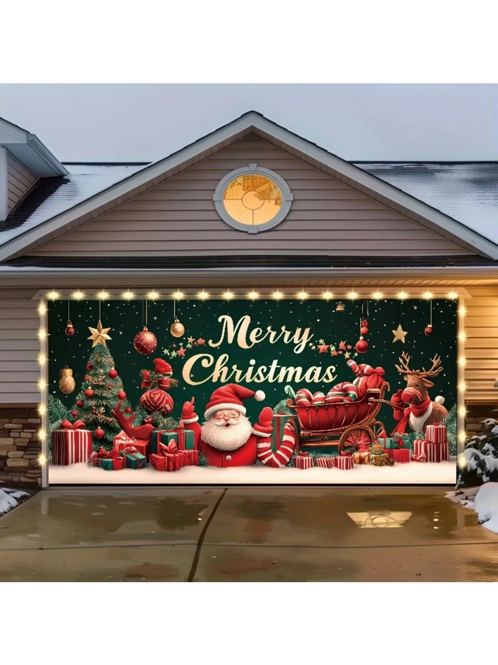 Christmas decoration garage door background