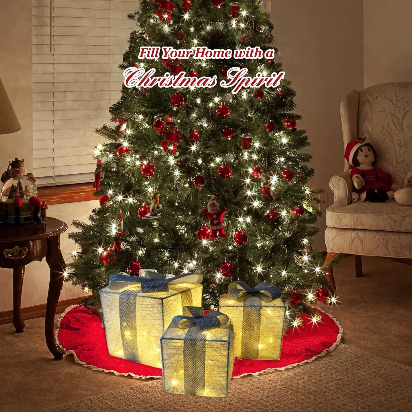Set of 3 Christmas Lighted Gift Boxes