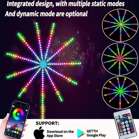 LED Firework Strip Lights RGBIC Remote-Controlled Christmas Atmosphere Light Bluetooth APP Music Sync TV Wall Bedroom Decoration
