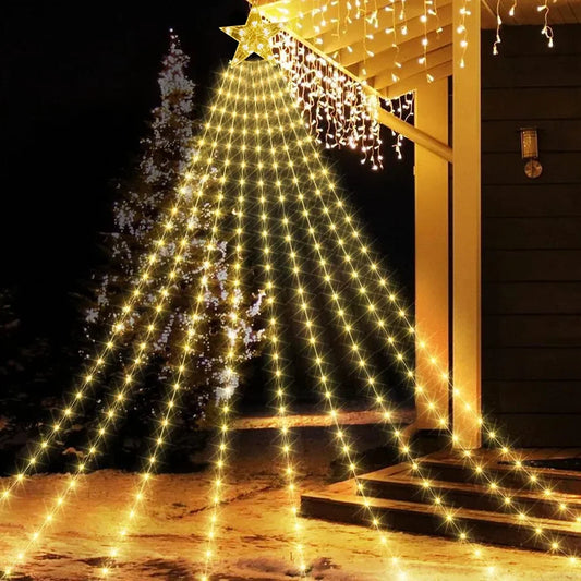 LED Christmas Star String Fairy Lights with Star Topper