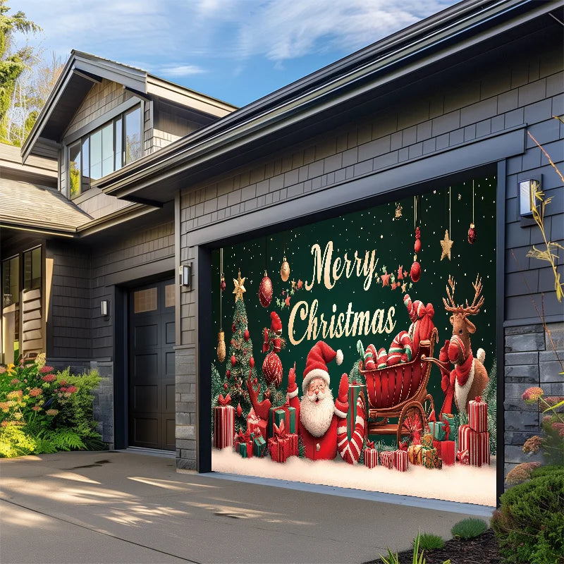 Christmas decoration garage door background