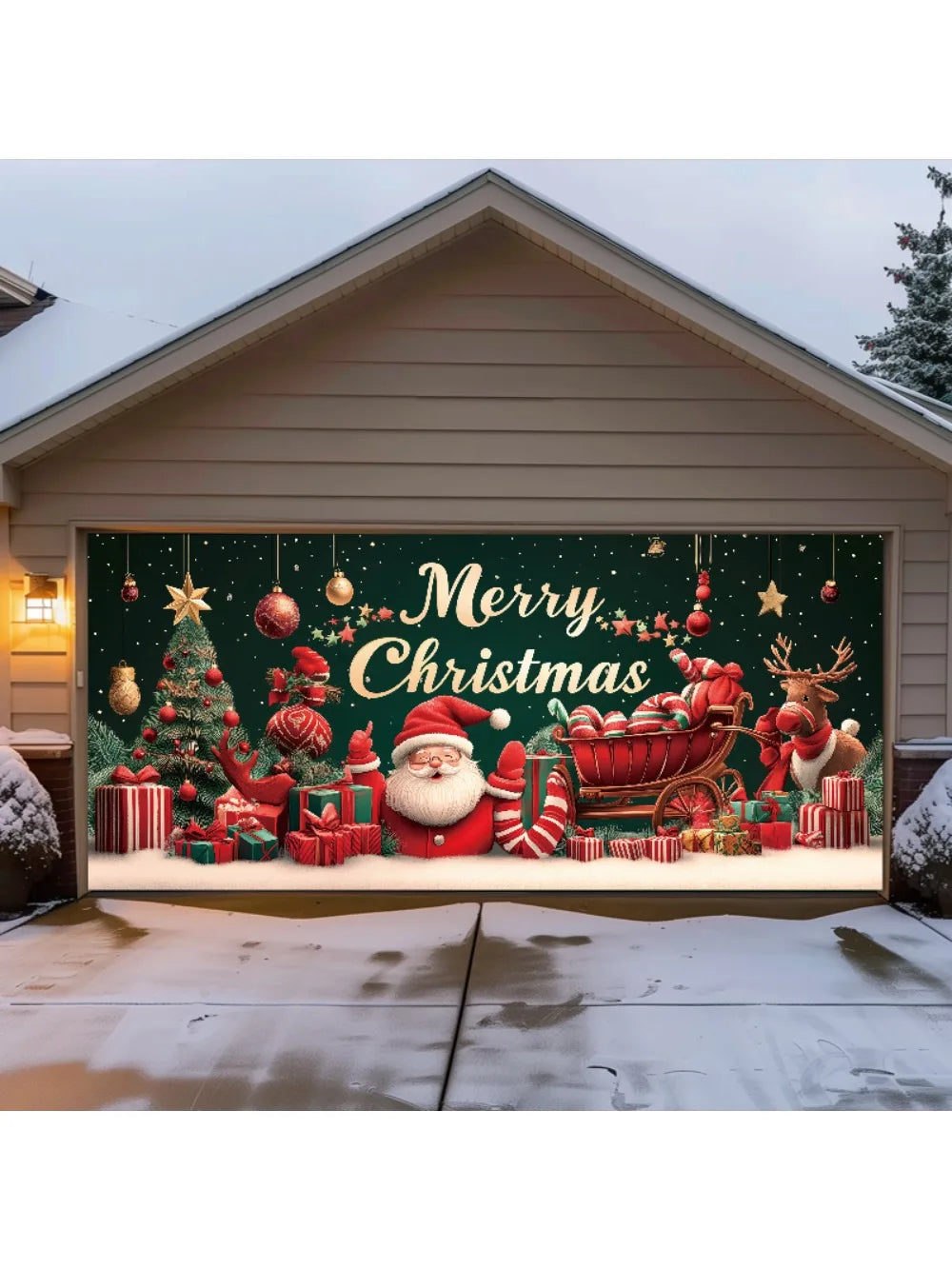Christmas decoration garage door background