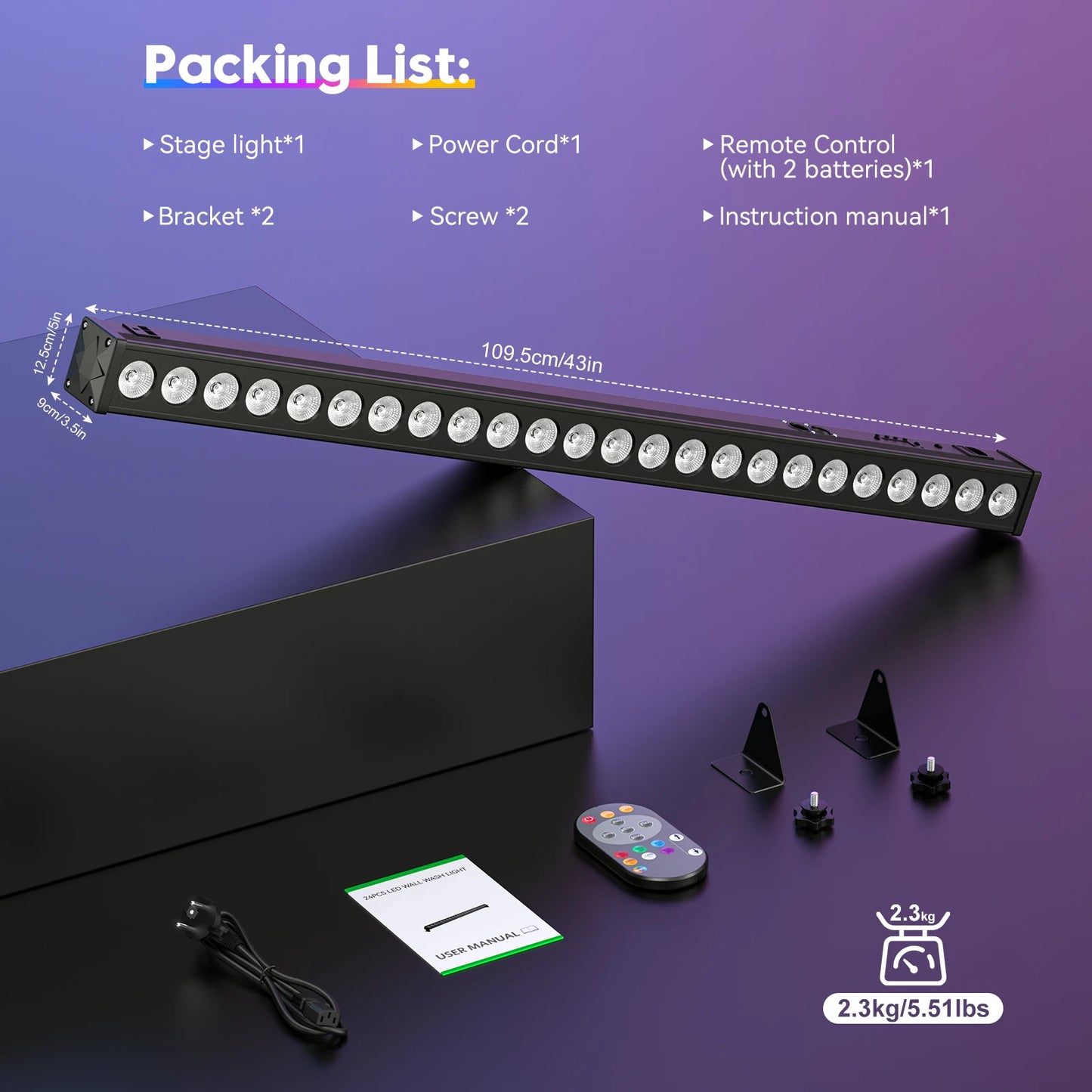 Wall Wash Light Bar With Remote Controller