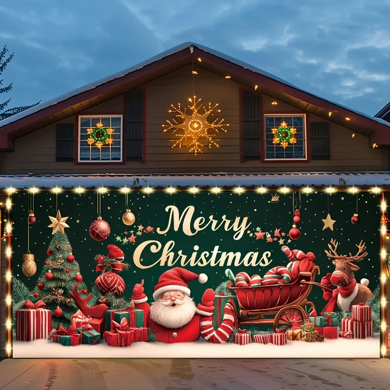 Christmas decoration garage door background