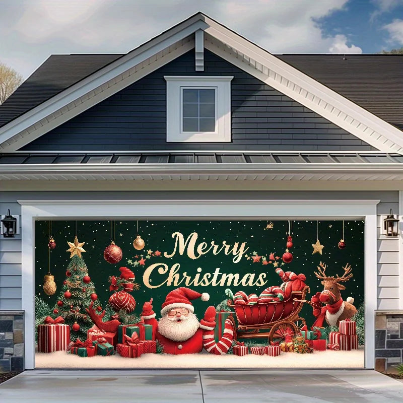 Christmas decoration garage door background