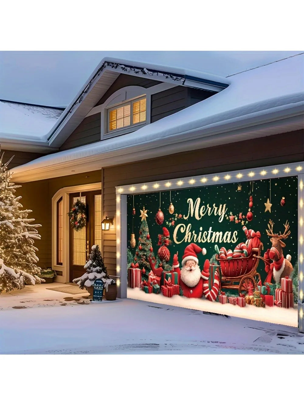 Christmas decoration garage door background