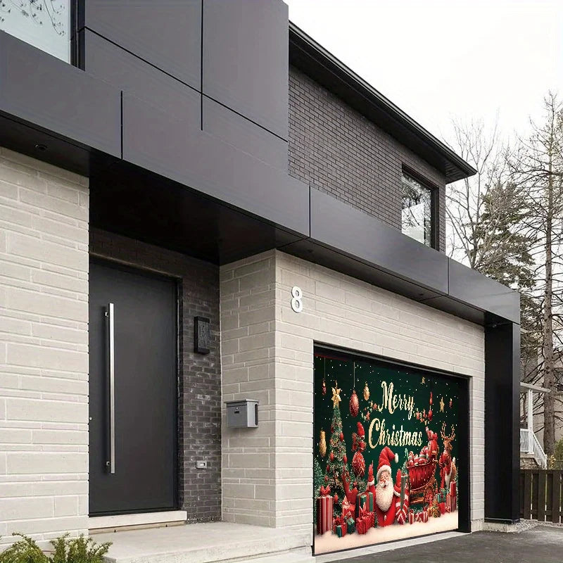 Christmas decoration garage door background