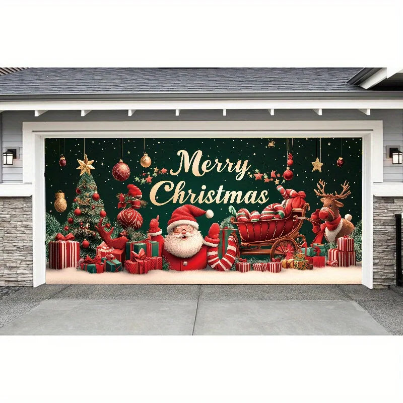 Christmas decoration garage door background