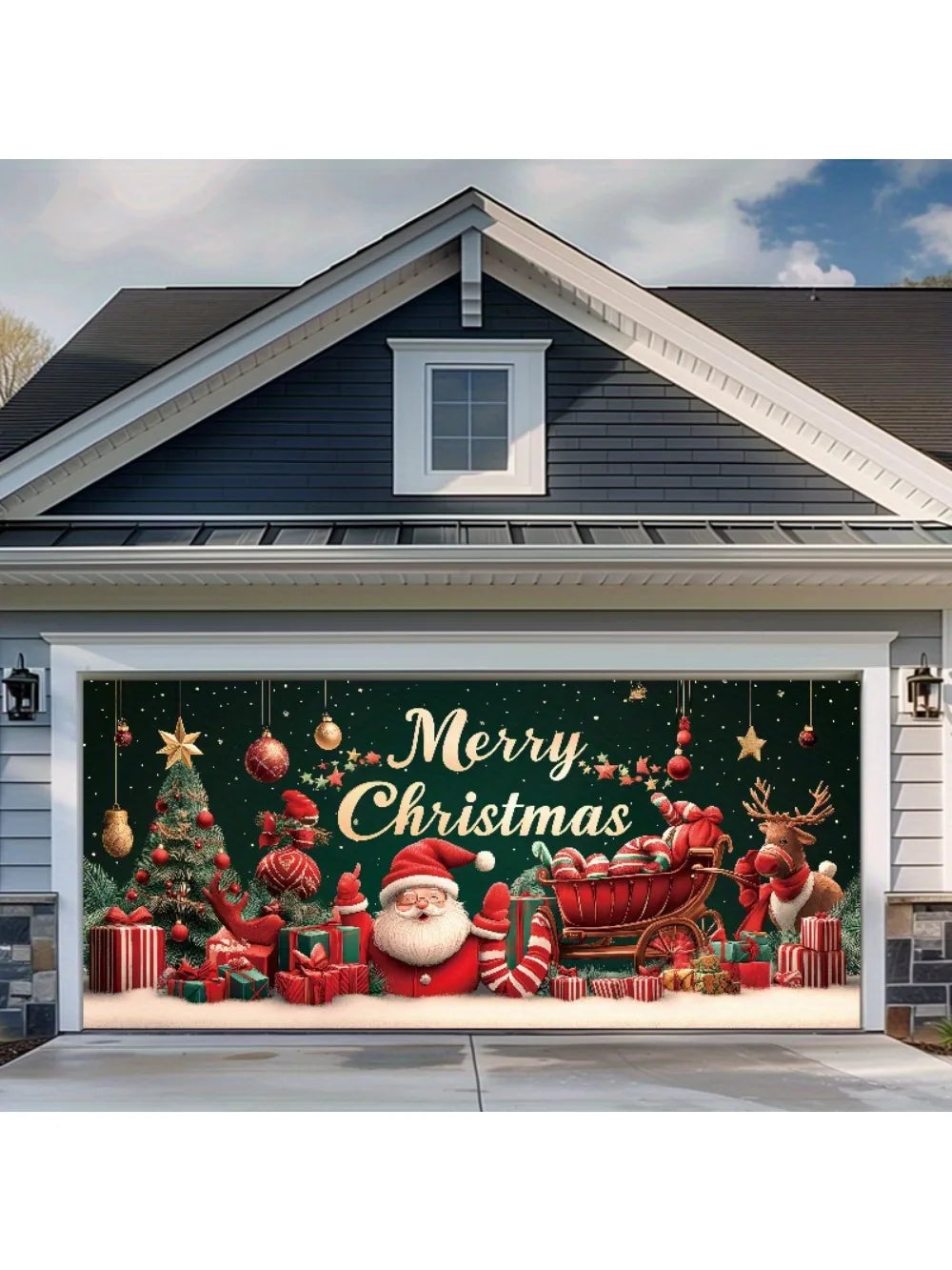 Christmas decoration garage door background