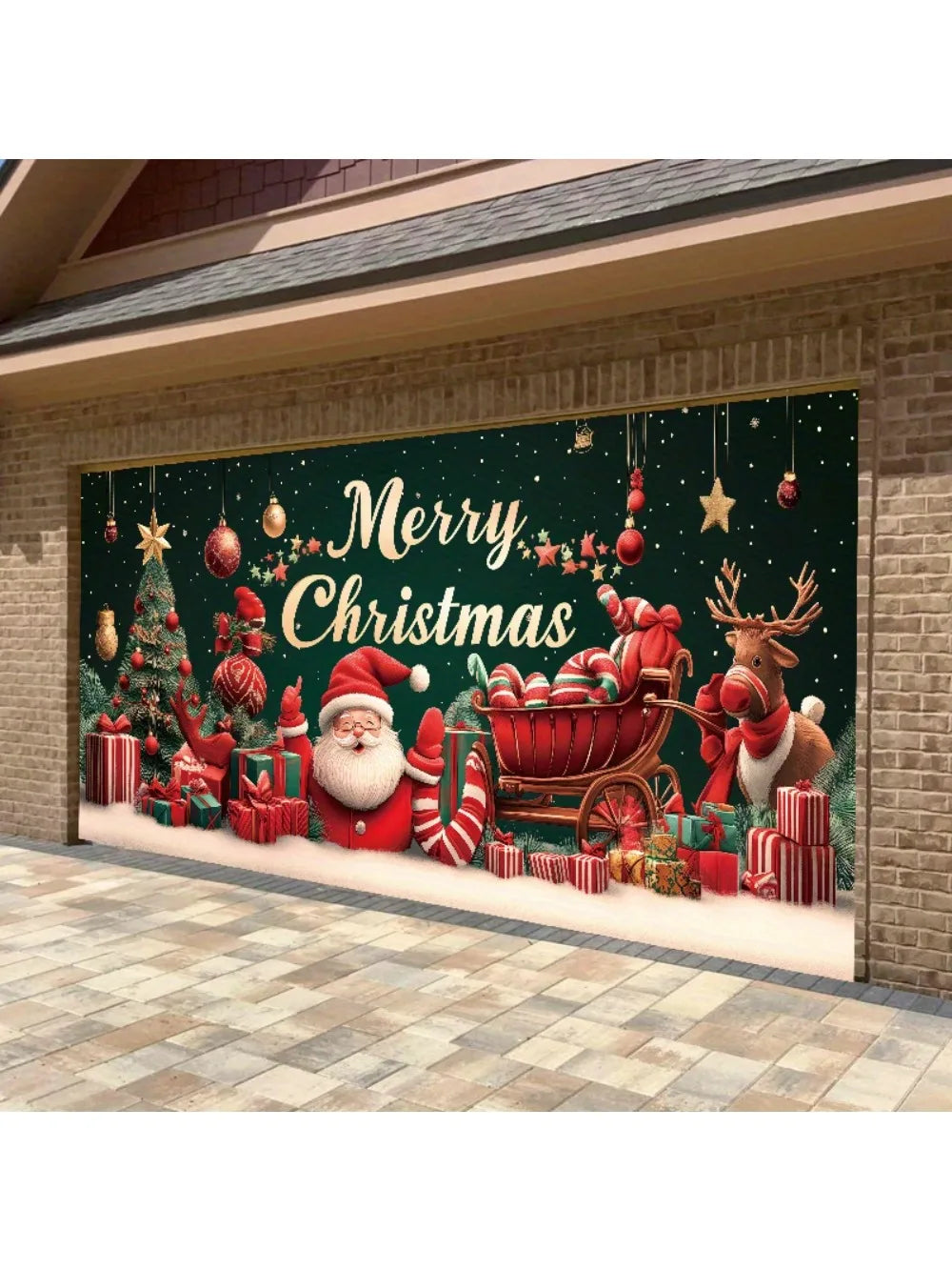Christmas decoration garage door background