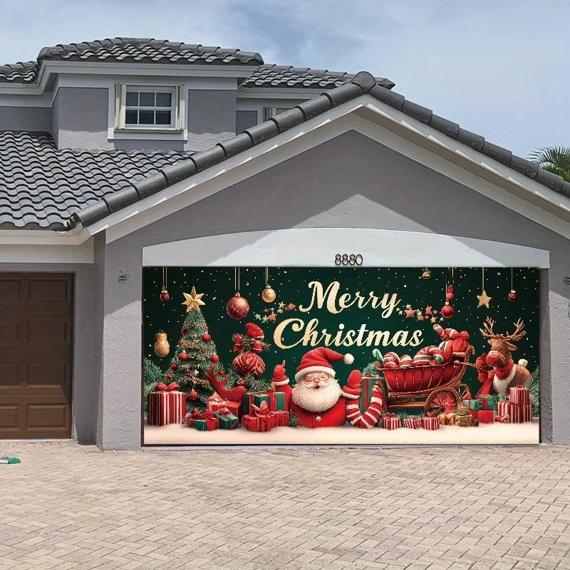 Christmas decoration garage door background