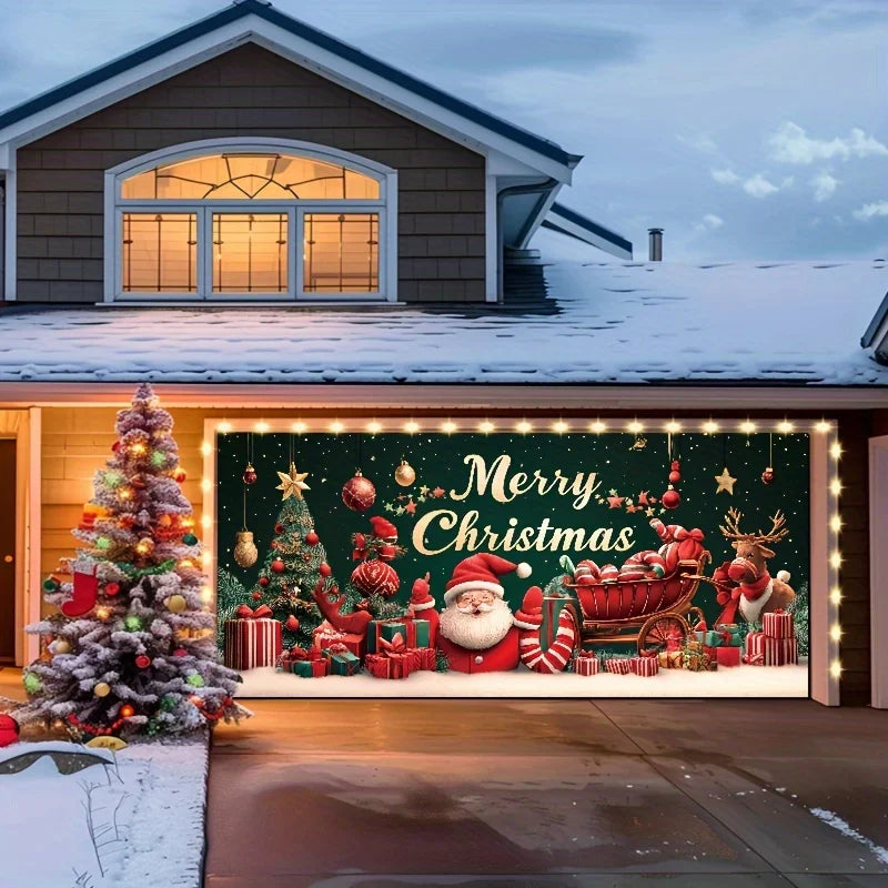 Christmas decoration garage door background