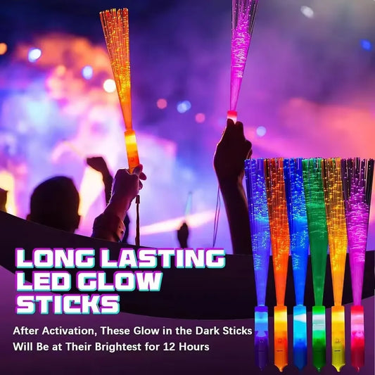 12/24/48Pcs Glow Fiber Wands Sticks LED