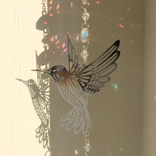(Style A)2 PCS Hummingbird Metal Suncatcher with Crystal Accents - for Window or Wall Indoor Hanging Ornament