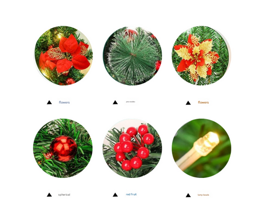 Red Festive Pre-Lit Christmas Garland - 2.7M / 9FT Holiday Decoration with Warm LED Lights, Poinsettias & Berries
