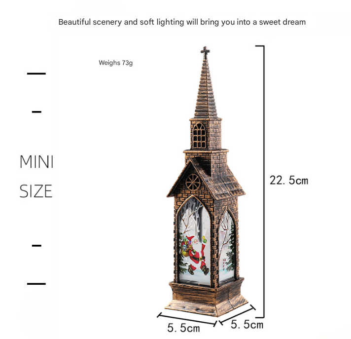 3-pcs Church elk Vintage Christmas Church LED Lantern - Battery Operated Decorative Holiday Night Light
