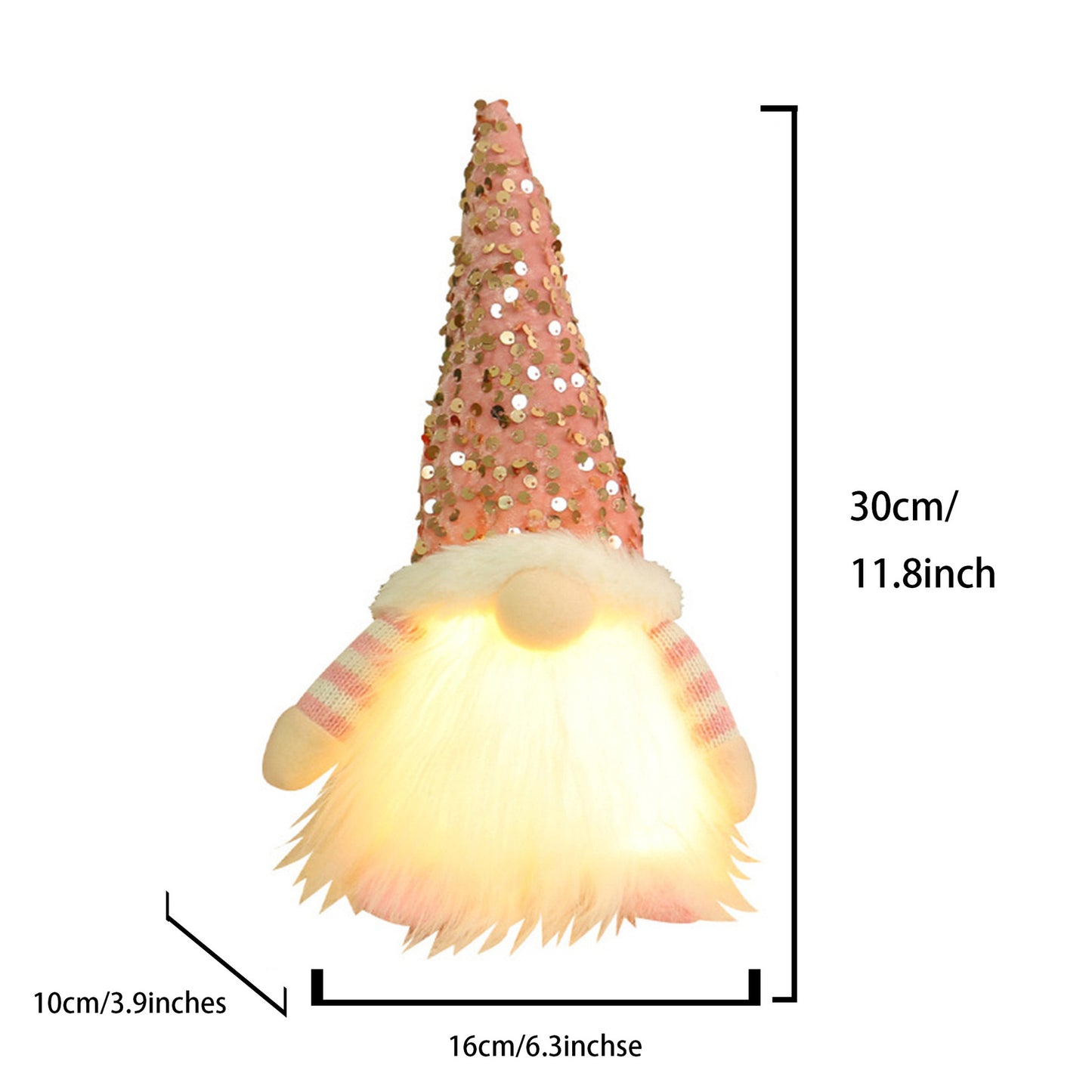 2 Pcs Pink Charming Light-Up Christmas Gnome - Festive Nordic Plush Holiday Decoration